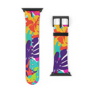 Tropical Floral Watch Band - Colorful Hibiscus Apple - Dipaliz - Accessories