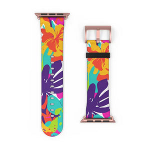 Tropical Floral Watch Band - Colorful Hibiscus Apple - Dipaliz - Accessories