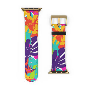 Tropical Floral Watch Band - Colorful Hibiscus Apple - Dipaliz - Accessories