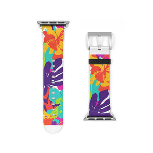 Tropical Floral Watch Band - Colorful Hibiscus Apple - Dipaliz - Accessories