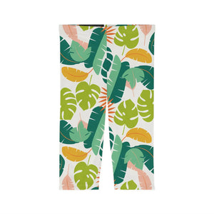 Tropical Capri Leggings - Botanical Island Vibes - Dipaliz