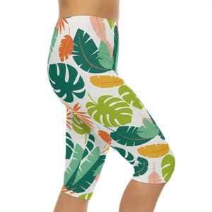 Tropical Capri Leggings - Botanical Island Vibes - Dipaliz