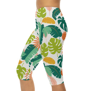 Tropical Capri Leggings - Botanical Island Vibes - Dipaliz