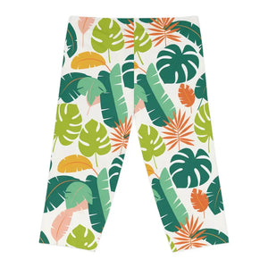 Tropical Print Capri Leggings - Palm Leaf Women’s Fashion - Dipaliz