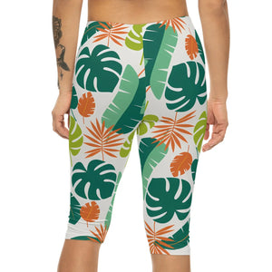 Tropical Capri Leggings - Botanical Island Vibes - Dipaliz