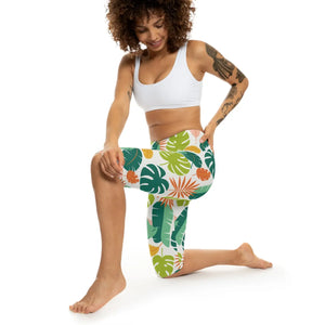 Tropical Capri Leggings - Botanical Island Vibes - Dipaliz