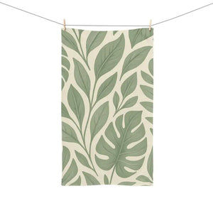 Premium Tropical Leaf Hand Towel - Eco Chic Decor - Dipaliz - White Base / 28’’ × 16’’ - Head Towels