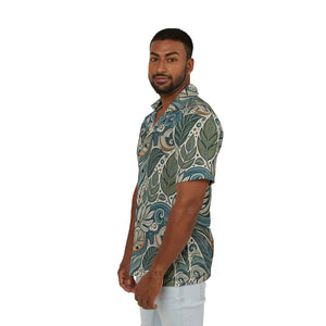 Tropical Leaf Hawaiian Camp Shirt - Coastal Polyester - Dipaliz - Shirts