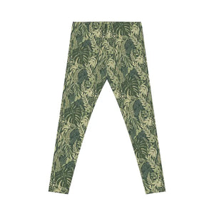 Tropical Leaf Leggings - Green Botanical Activewear - Dipaliz