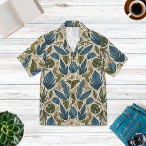 Tropical Leaf Hawaiian Camp Shirt - Summer Beach - Dipaliz - Shirts - Xs