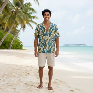 Tropical Leaf Hawaiian Camp Shirt - Summer Beach - Dipaliz - Shirts - Xs