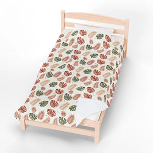 All Over Prints - Tropical Leaf Velveteen Plush Blanket - Boho Monstera Throw for Cozy Home Décor