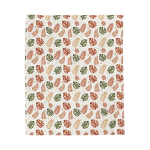 All Over Prints - Tropical Leaf Velveteen Plush Blanket - Boho Monstera Throw for Cozy Home Décor 50’’ × 60’’