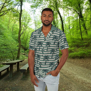 Tropical Hawaiian Camp Shirt - Palm Print Vacation - Dipaliz - Shirts - Xs