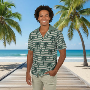 Tropical Hawaiian Camp Shirt - Palm Print Vacation - Dipaliz - Shirts - Xs