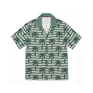 Tropical Hawaiian Camp Shirt - Palm Print Vacation - Dipaliz - Shirts - Xs