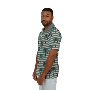 Button Shirt - Hawaiian Camp - Tropical Palm Print Paradise - Dipaliz