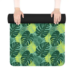 Monstera Rubber Yoga Mat - Non-slip Eco Tropical Design - Dipaliz - 24” x 72” - & Pilates Mats