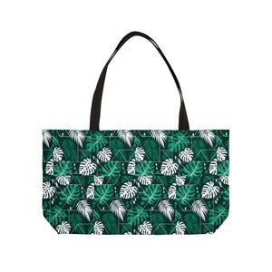 Tropical Monstera Weekender Tote - Large Leaf Print Beach & Travel Bag - Bags
