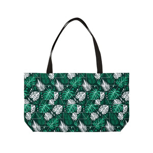 Tropical Monstera Weekender Tote - Large Leaf Print Beach & Travel Bag - Bags