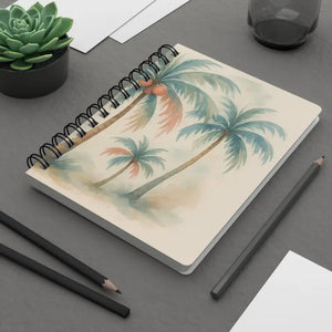 Tropical Palm Tree Spiral Journal - Island Vibes Paradise - Dipaliz - one Size - Journals