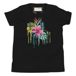 Vibrant Tropical Pink Flowers Youth T-shirt - Dipaliz - T-shirts