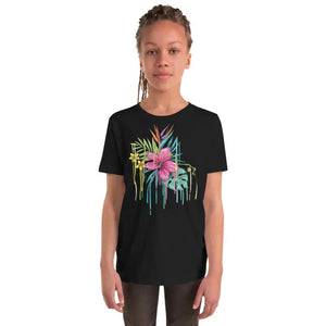 Vibrant Tropical Pink Flowers Youth T-shirt - Dipaliz - T-shirts