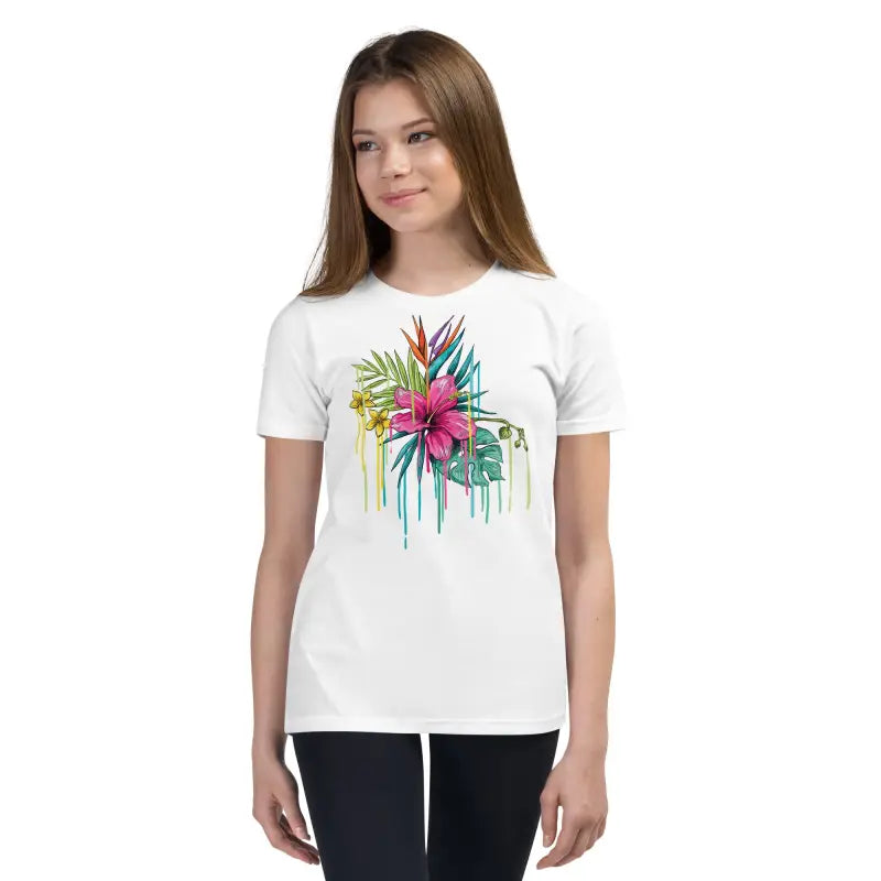 Tropical Pink Flowers Tee - Color Blast | Dipaliz - White / s - T-shirts