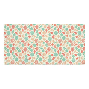 Seashell Beach Towel – Coral and Teal Cotton - Dipaliz - Beach Towels