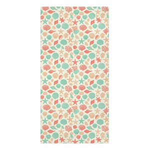 Seashell Beach Towel – Coral and Teal Cotton - Dipaliz - Beach Towels