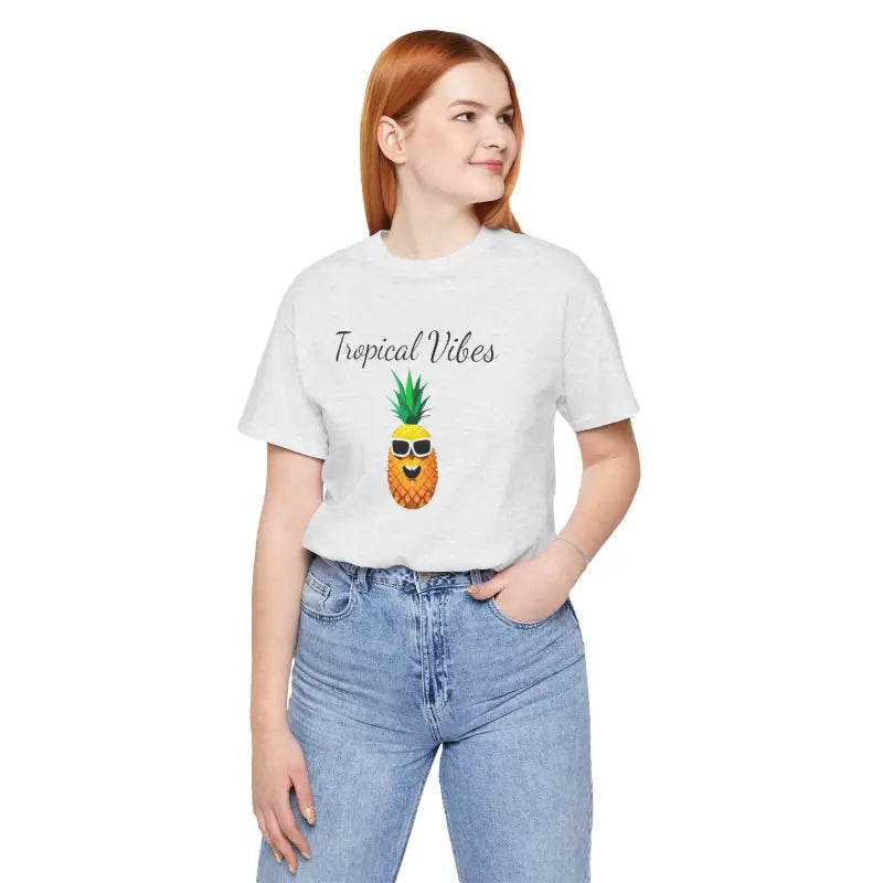 Pineapple Vibes Unisex Jersey Short Sleeve Tee - Tropical Comfort - Ash / s T-shirt