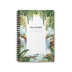 Tropical Waterfall Spiral Notebook - Personalized Jungle Lined - Dipaliz - one Size - Paper Products