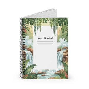 Tropical Waterfall Spiral Notebook - Personalized Jungle Lined - Dipaliz - one Size - Paper Products
