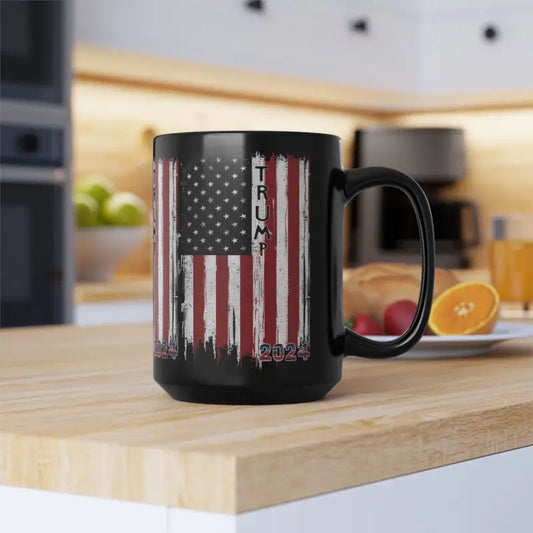 Start your Day with the Trump 2024 Black Ceramic Mug - 15oz