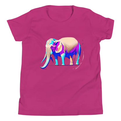 Trunk-tastic Youth Short Sleeve Tee: Wild Elephant Fun! - Berry / s Kids Clothes