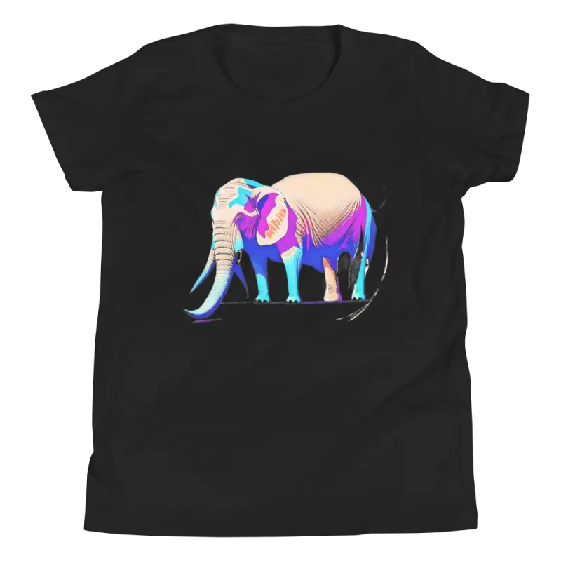 Trunk-tastic Youth Short Sleeve Tee: Wild Elephant Fun! - Black / s Kids Clothes