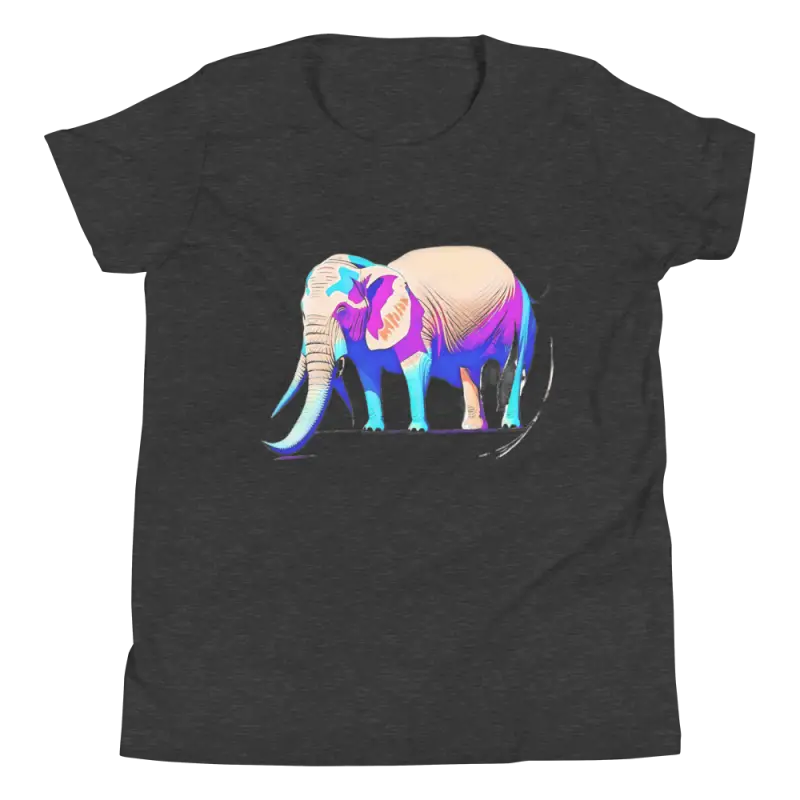 Trunk-tastic Youth Short Sleeve Tee: Wild Elephant Fun! - Dark Grey Heather / s Kids Clothes