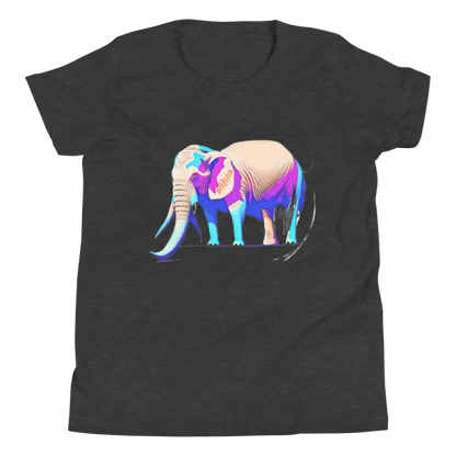 Trunk-tastic Youth Short Sleeve Tee: Wild Elephant Fun! - Dark Grey Heather / s Kids Clothes