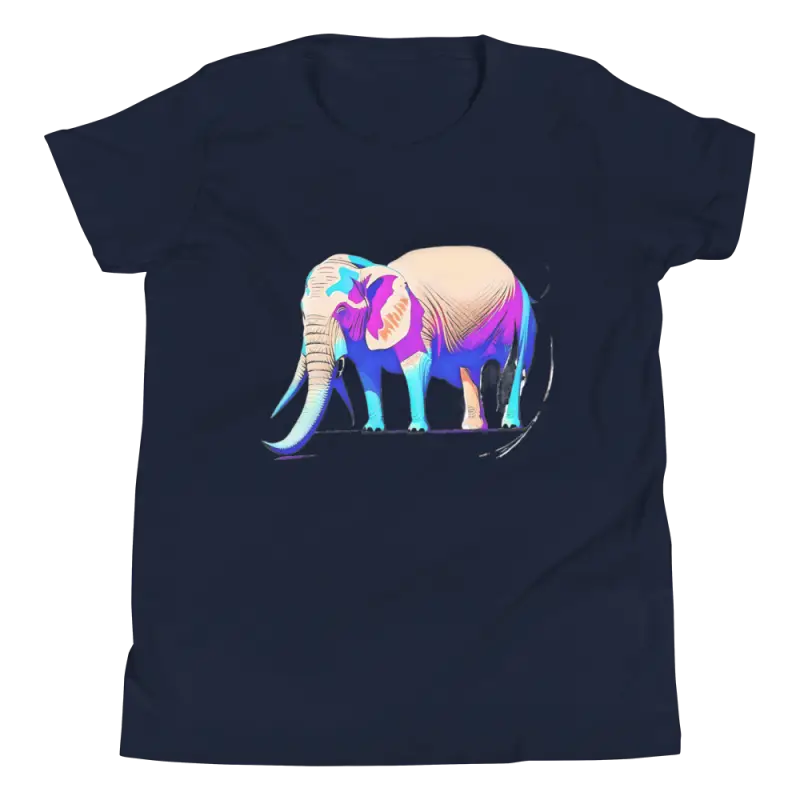 Trunk-tastic Youth Short Sleeve Tee: Wild Elephant Fun! - Navy / s Kids Clothes