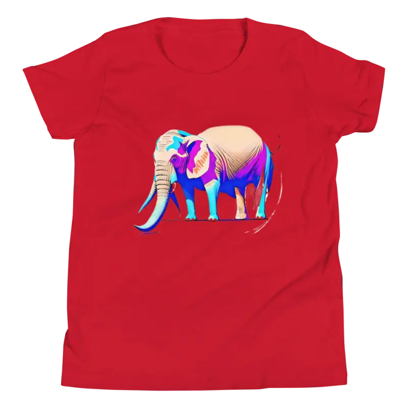 Trunk-tastic Youth Short Sleeve Tee: Wild Elephant Fun! - Red / s Kids Clothes