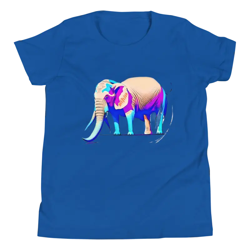 Trunk-tastic Youth Short Sleeve Tee: Wild Elephant Fun! - True Royal / s Kids Clothes