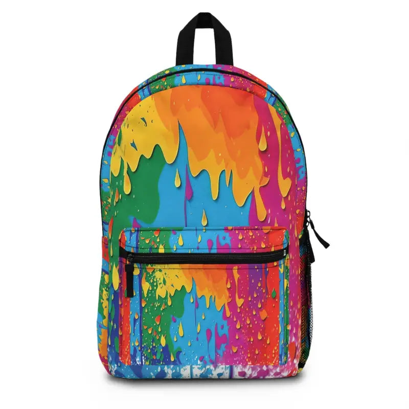 Bright & Bold Dripping Paint Backpack with Abstract Pattern - one Size Bags