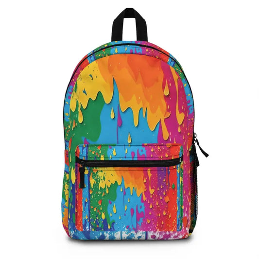 Bold & Bright Colorful Abstract Dripping Paint Backpack - one Size Bags