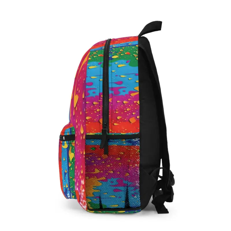 Bright & Bold Dripping Paint Backpack with Abstract Pattern - one Size Bags