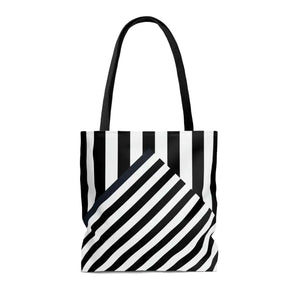 Black Striped Tote Bag - Chic Summer Essential - Dipaliz - Bags