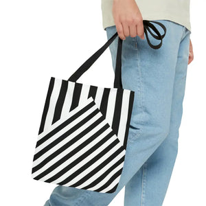 Black Striped Tote Bag - Chic Summer Essential - Dipaliz - Bags