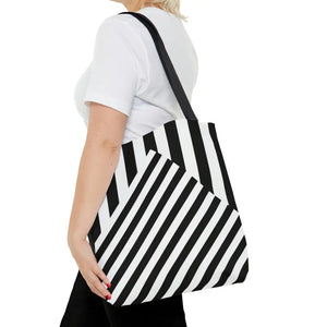 Black Striped Tote Bag - Chic Summer Essential - Dipaliz - Bags