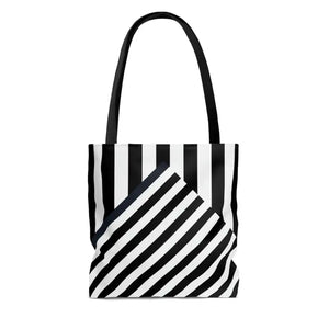 Black Striped Tote Bag - Chic Summer Essential - Dipaliz - Bags