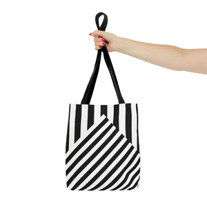 Black Striped Tote Bag - Chic Summer Essential - Dipaliz - Bags
