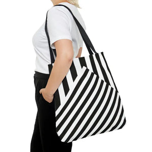 Black Striped Tote Bag - Chic Summer Essential - Dipaliz - Bags
